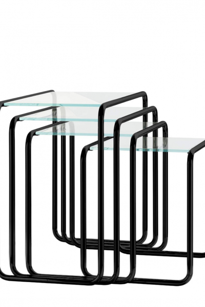 desigklassiker fuer draussen decohome.de beistelltisch Thonet All Seasons B 9 Set schwarz Klarglas