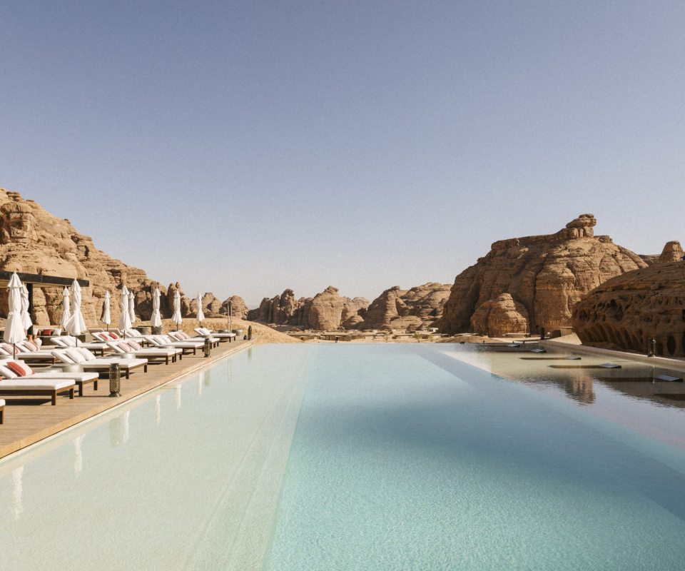 Hotelpool Wüstenoase Habitas Al Ula SaudiArabien decohome.de