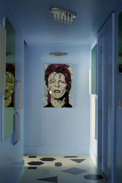 blau gestrichener flur david bowie bild Owl design1