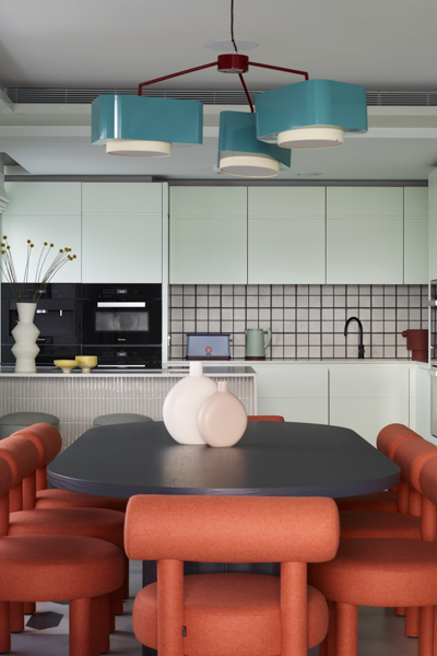 moderner memphis stil esstisch stuehle kueche Owl design22