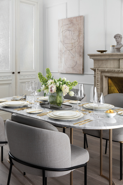 geschirr weiss gold gedeckter tisch VilleroyundBoch decohome.de