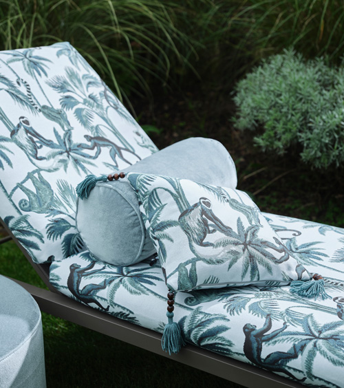 outdoor stoff affen blau muster fine decohome.de