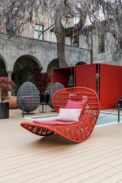 outdoor schaukel liege geflecht rot Talenti decohome.de