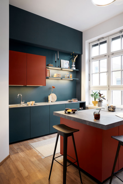 Contur rote keuche blaue wand decohome.de