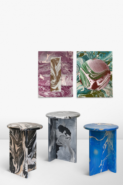 marmorpapier design trend FERREOL BABIN ECUME stool hocker decohome.de