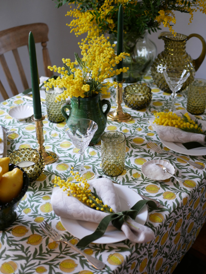 Salonette Limonetta tischdecke zitronen muster gelb gruen mimosen decohome.de