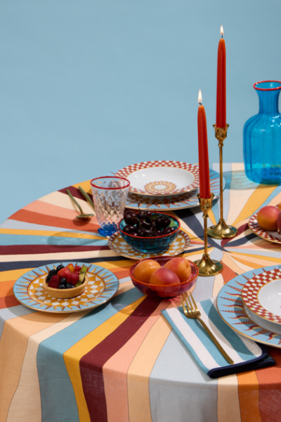 gestreifte tischdecke bunt runder tisch muster la double j decohome.de