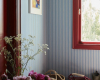 unexpected red cathy nordstrom stig stripe wallpaper danish blue foto fanny radvik portrait decohome.de
