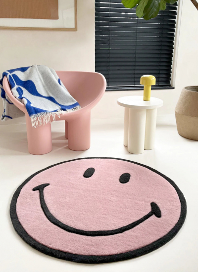maison deux SmileyWoolRugPink decohome