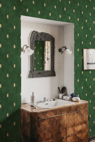 Sandberg S10451 Audrey Dark Green Sandberg Wallpaper interior14878 1 Tapete im Bad decohome.de