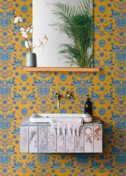 SpaghettiWall Flower Thief design by Ana Basoc Tapete im Bad decohome.de