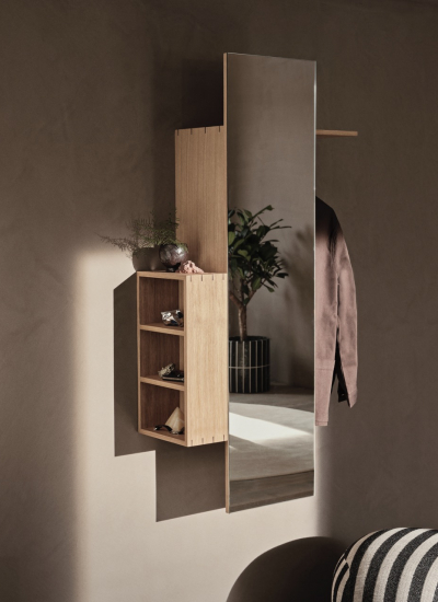 Flur Idee Spiegel fermLIVING SS24 BonHallwayCabinet OiledOak