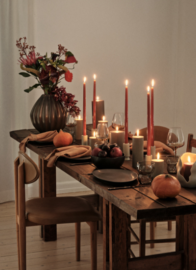 BrosteCPH Halloween Deko TableSetting Limfjord Tableware Tumbler Amber Wine Glass Smooth Taper Candle decohome.de