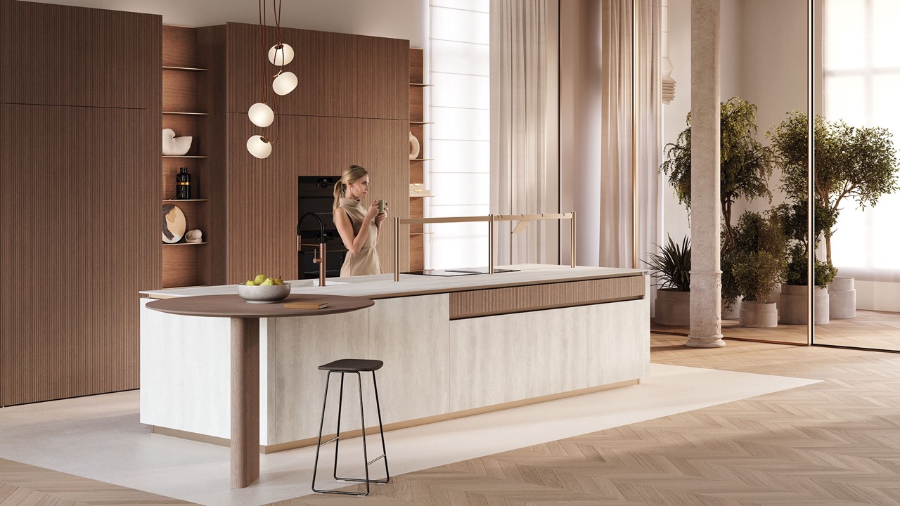 Arredo3 Composizione Glass 2.0 e Asia Insel Küche runder Tisch decohome.de