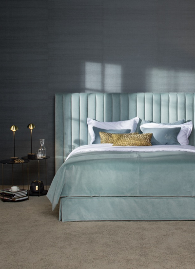 BETTENRID Schramm Samt Bett GrandCru Flair Stoff Linda azure decohome.de