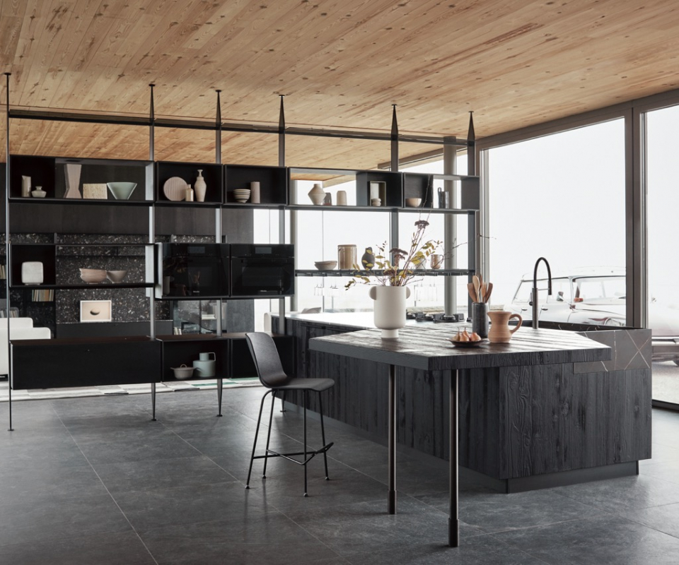 CESAR Maxima 2.2 Ferro Anodyc metallic effect lacquer, Portoro engineered stone (1) decohome.de