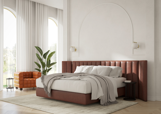 Schlafzimmer einrichte Wittmann Bryan Frame GuandeChestnut Stickstable Kubus DDtable decohome.de