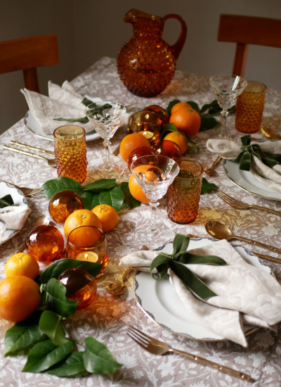 Tischdeko Weihnachten einfache Ideen Salonette noel orange24 decohome.de