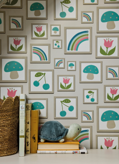 Wand viele Rahmen Little Greene Balance Portland Stone decohome.de