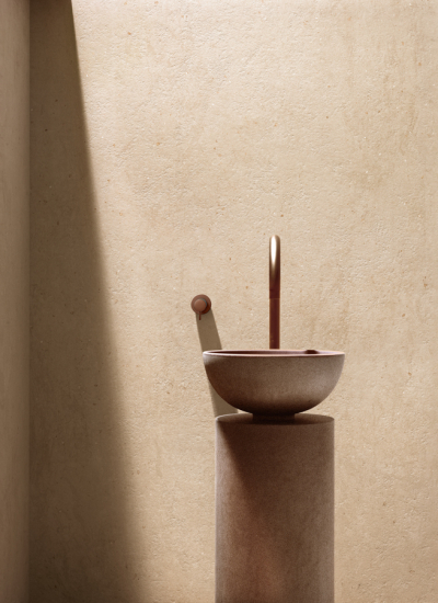 Beiges Steinwaschbecken minimalistisch NovaBell porcelain stoneware Canve collection decohome.de