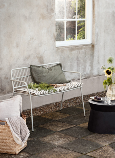 BrosteCPH SS24 Outdoor Eden Bench Franca Cushion Linn Cushion Cover decohome.de