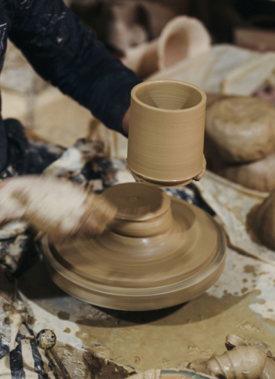 Ton schneiden Drehscheibe Handwerk decohome.de