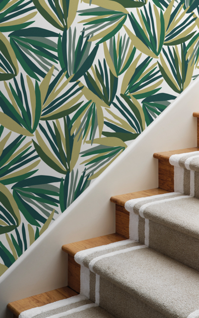 Wandgestaltung Perennials Wallcoverings PALMETTO Verdigris 01 decohome.de