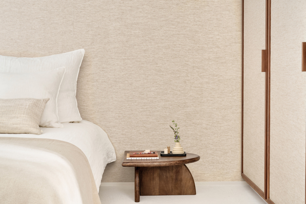 Pure Strukturtapete weiß Omexco Schlafzimmer decohome.de
