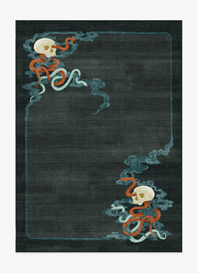 Ruggable totenkopf teppich halloweendeko SERPENTINE CHARCOAL 57 GREY FLAT VK ab 89 EUR decohome.de