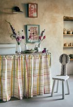 vorhang statt kuechenfront karo stoff landhausstil pierre frey decohome.de