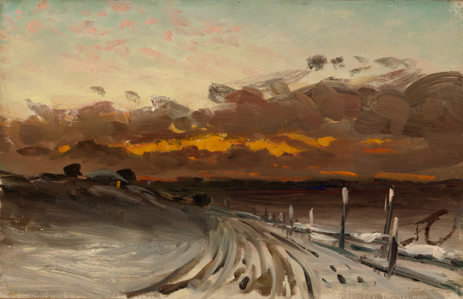 Frauen in der Kunst Churberg Fanny Winterlandschaft Sonnenuntergang 1878 Oel auf Leinwand Finnish National Gallery Ateneum Art Museum Foto Finnish National Gallery Hannu Aaltonen decohome.de