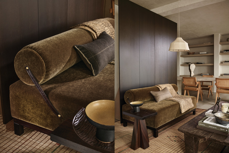 stoffkunde mohair mark alexander wohnzimmer vinatge design gruenes sofa decohome.de