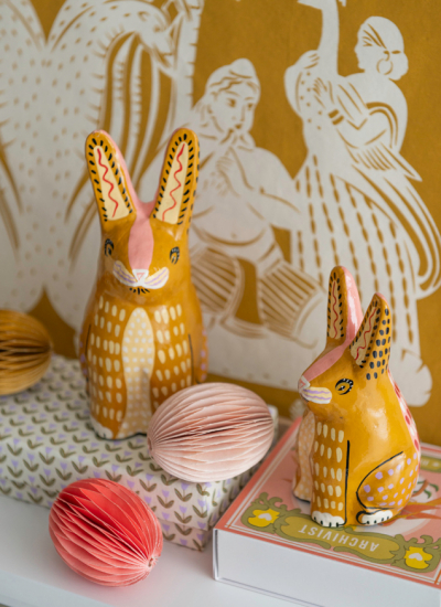 Osterhase gelb Eier rosa Bungalow decohome.de