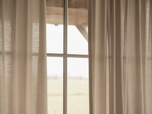 Fenster Vorhang beige Sunbrella Edouard Auffray decohome.de