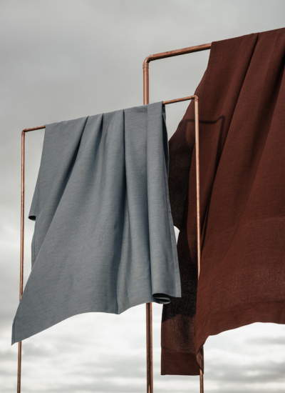 Vorhänge blau rot Sunbrella Edouard Auffray decohome.de