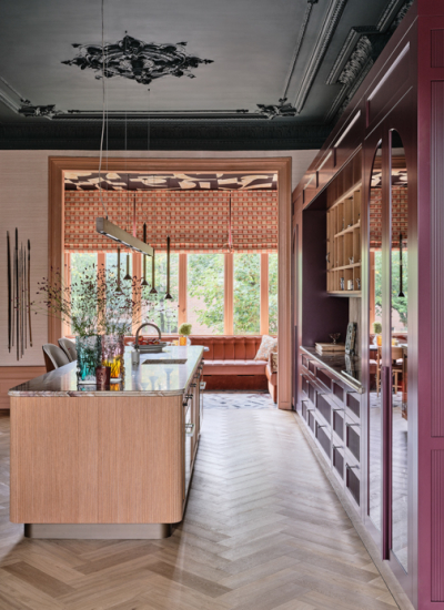 kueche durchblick farben stoffrollo stock dutch stuck gestrichene Zimmerdecke show house decohome.de