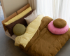 Bett von oben SUITE702 PERCALE COTTON BUTTER YELLOW KHAKI GOLD MIX decohome.de