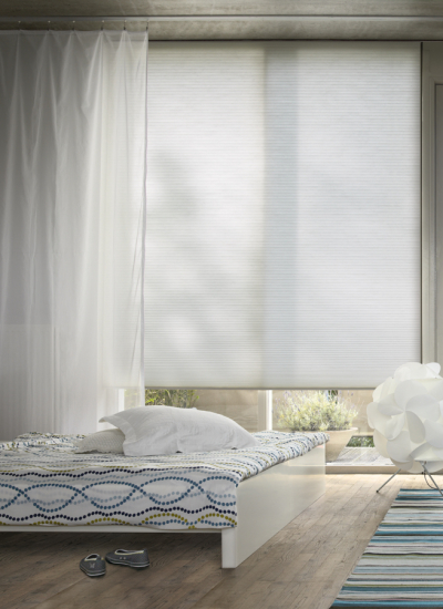 Schlafzimmer weißes Wabenplissee Duette 046 decohome.de
