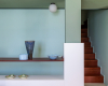 Architektur Ligurien Ferienvilla Marcante Testa flur nische wandgestaltung gruen und blau decohome.de