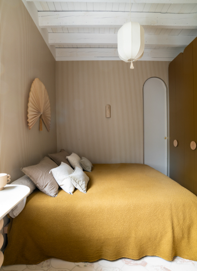 Schlafzimmer weiss gelb beige Julien Fernandez decohome.de